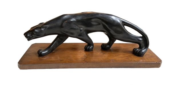 Schreitender Panther Art Déco Terracotta Frankreich um 1930.