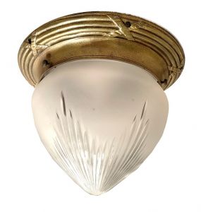 Messinglampe Kleine Deckenlampe, sognannte „ Plafonier“ Art Déco um 1930.