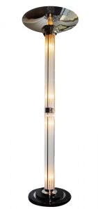 Modernistische Stehlampe Art Déco Stehlampe Chrom vernickelt mit Glasstäben