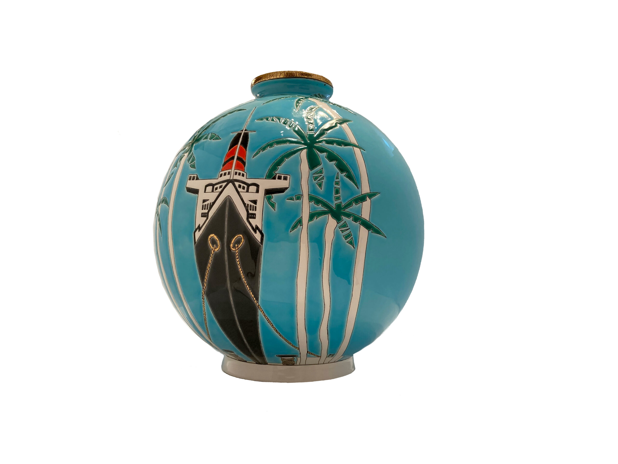 Keramik Vase aus Frankreich mit der Normandie