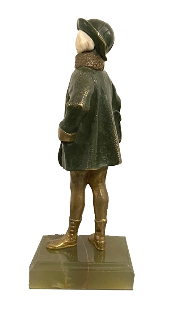 Chryselephantine Elfenbein - und Bronzefigur Geschnitzt, Art Déco Frankreich um 1925.