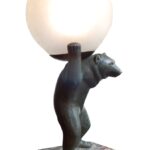 Art Déco Bronze Bär Art Déco Bärenlampe Tischlampe in Bärenform. Art Déco.Frankreich um 1930.