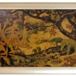 Art Déco Gemälde „Dschungel“ Frankreich um 1930. Mischtechnik.
