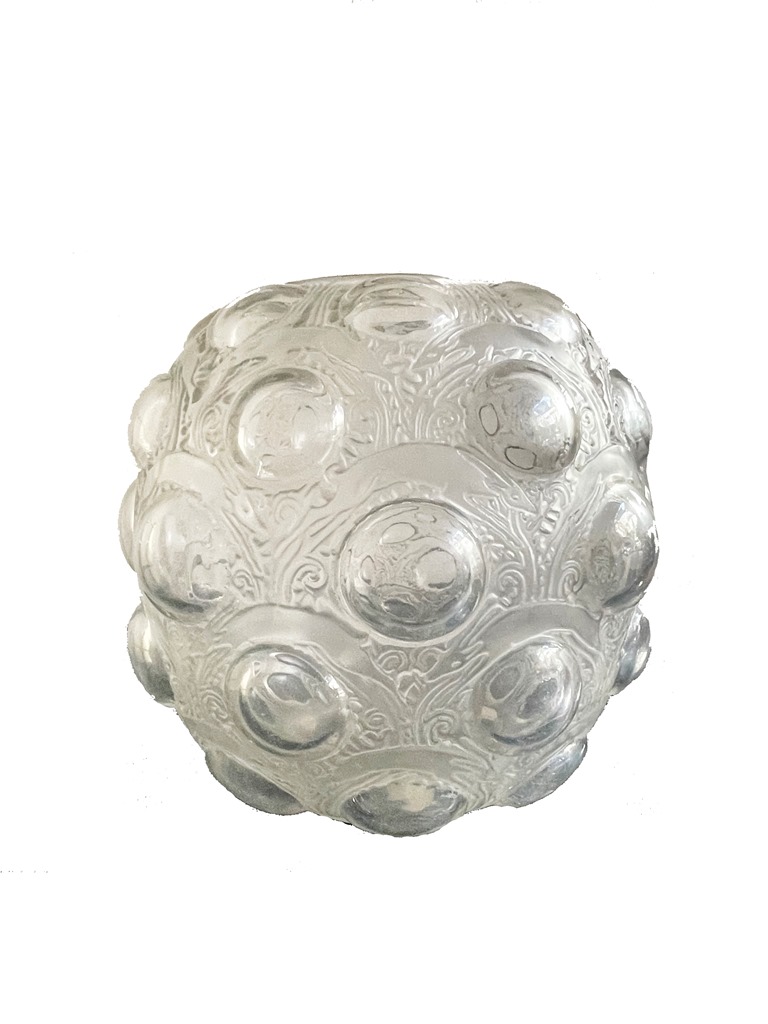 Runde Bubble Vase von Lalique, signiert.