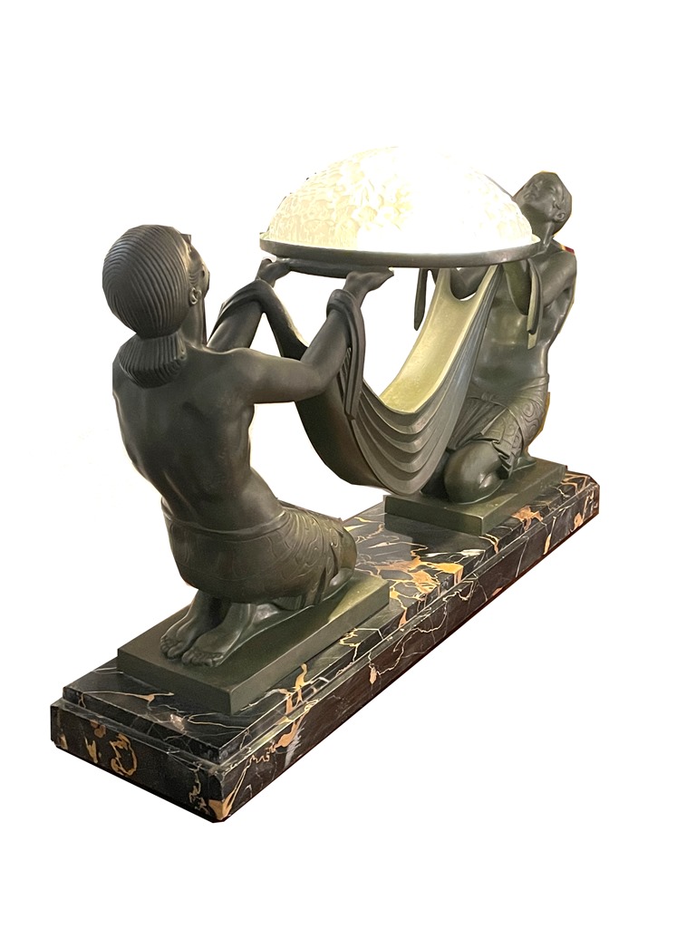 Art Déco Bronze als Lampe