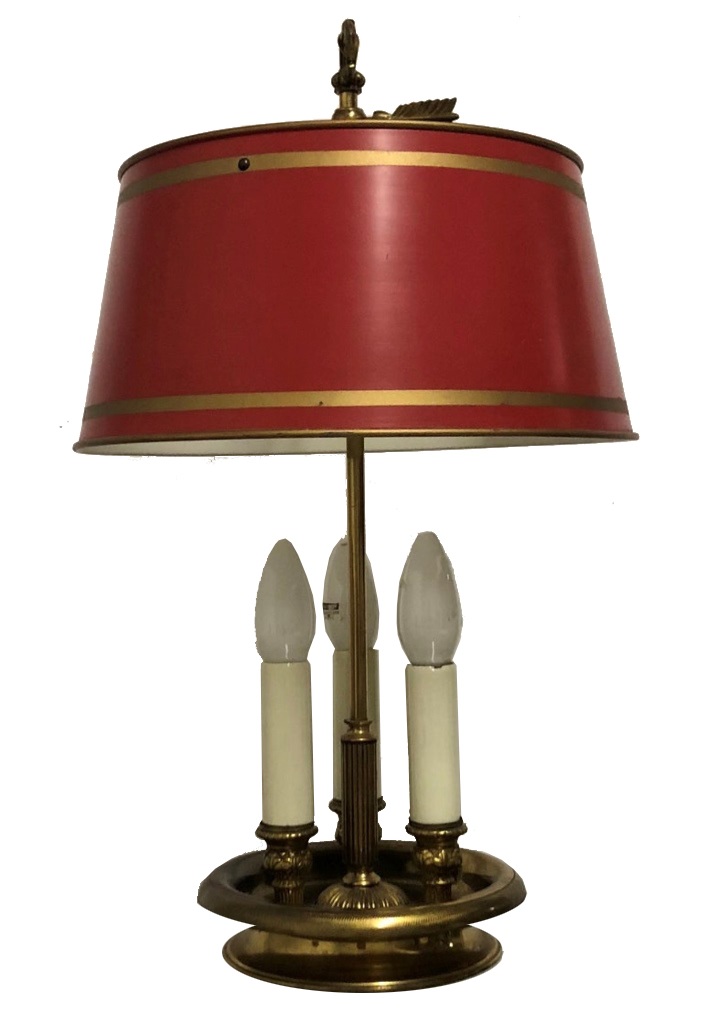 Schreibtischlampe mit rotem Metallschirm