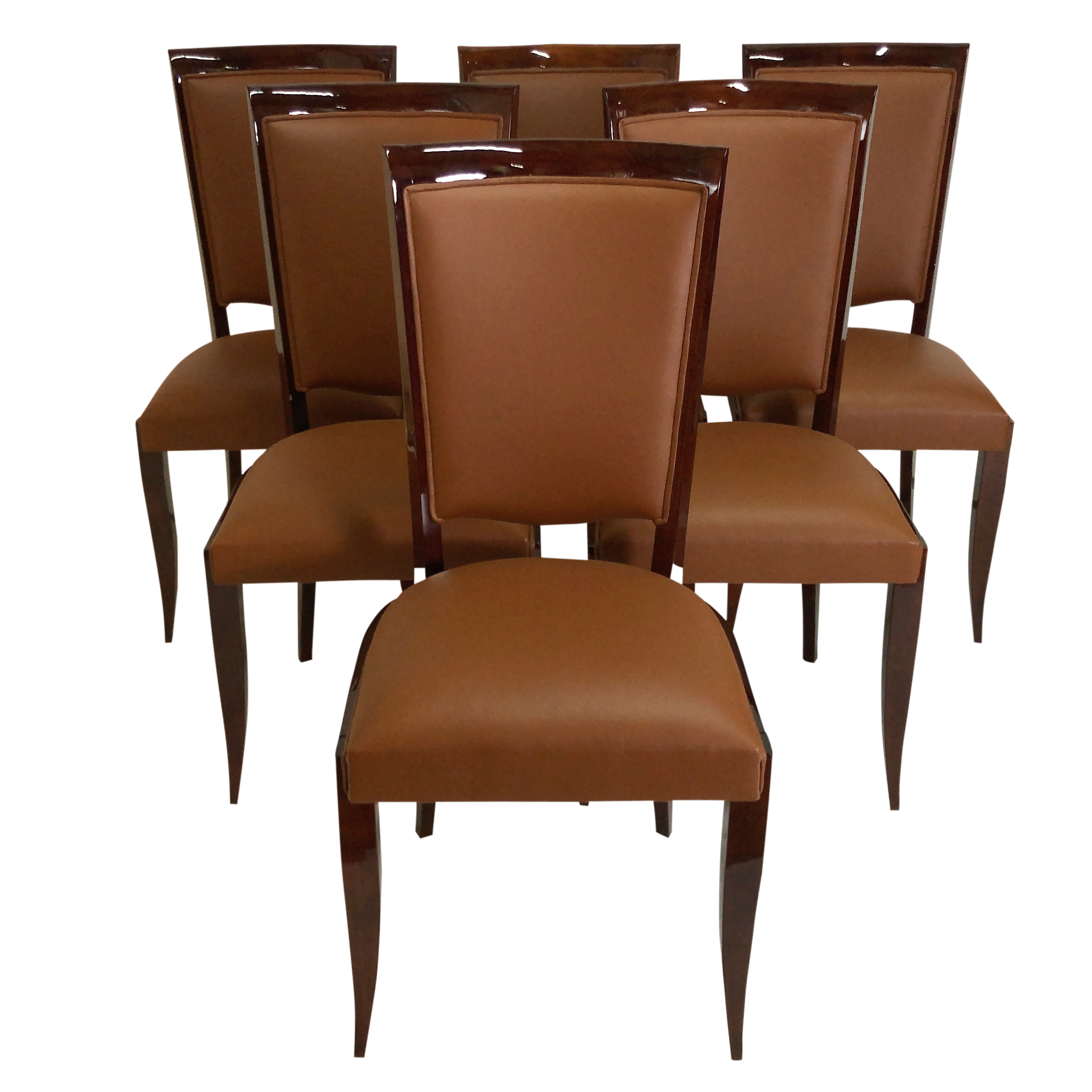 Set of 6 identical art deco chairs