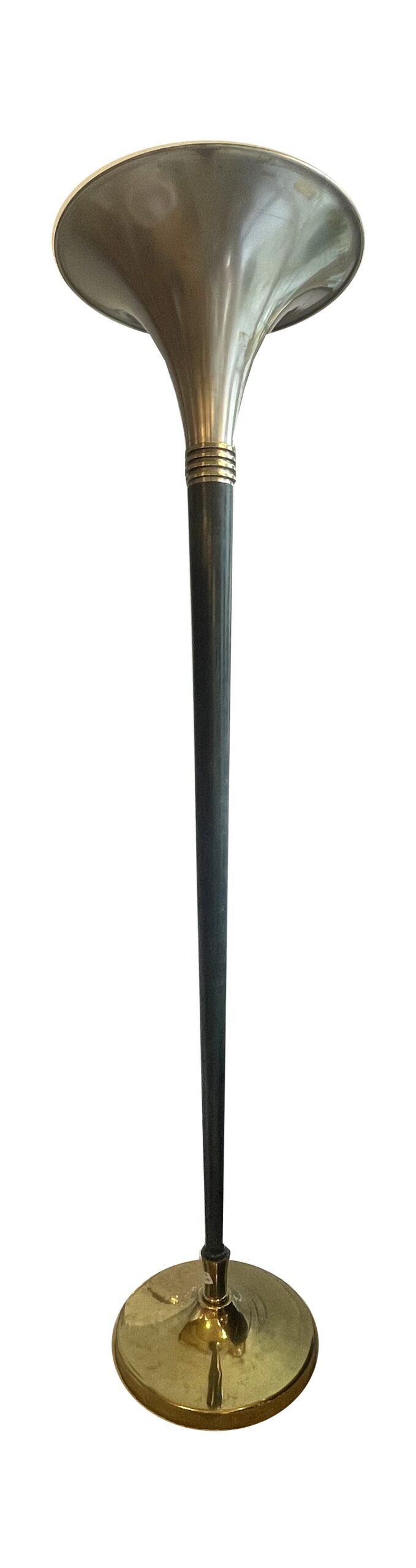 Stehlampe in Bronze mit grünmarmoriertem Schaft