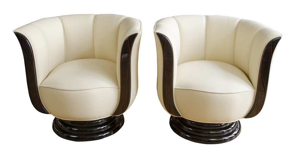 Pair of Art Deco swivel armchairs
