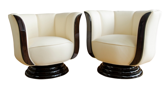 Pair of Art Deco swivel armchairs