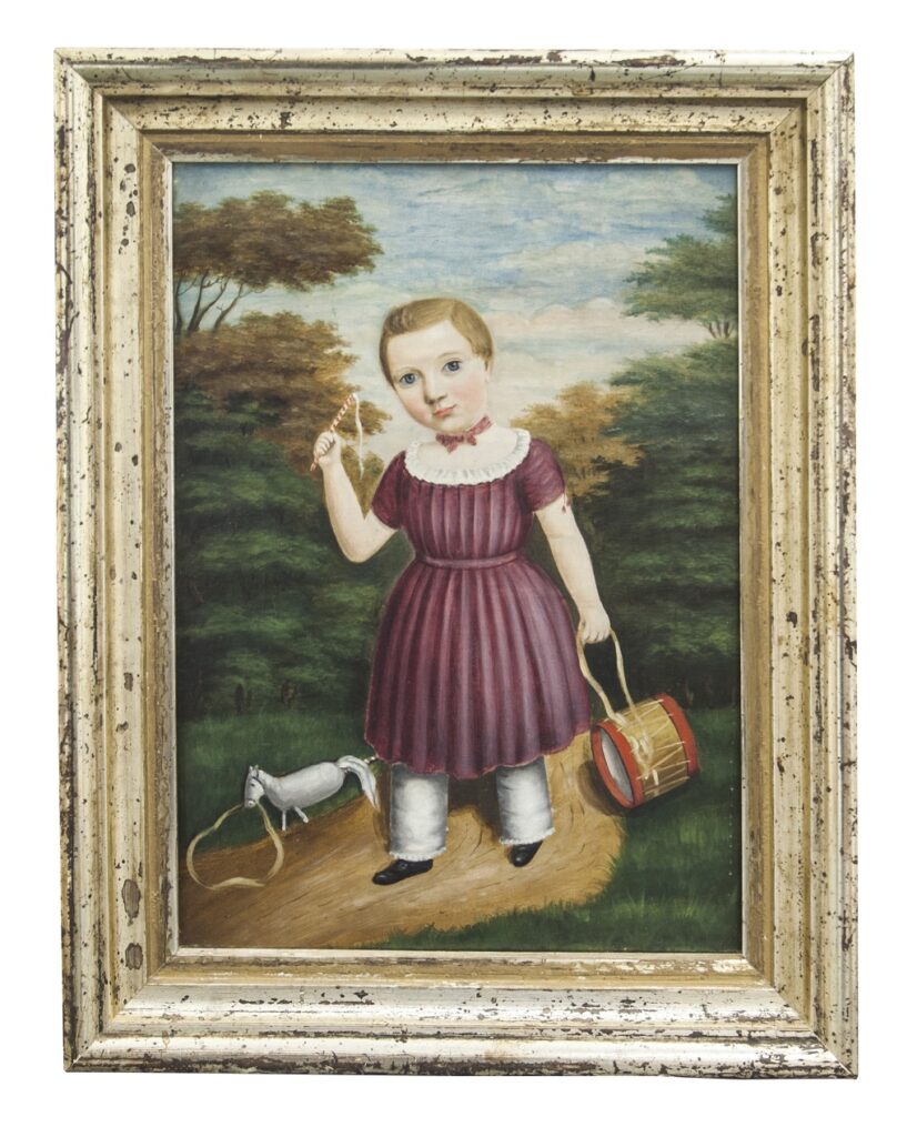 Kinderbild mit Trommel Deutsch um 1820.