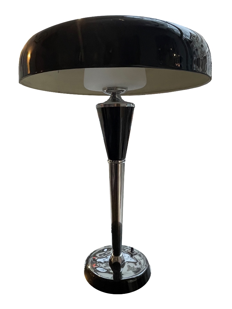 Schwarze Art Deco Tischlampe