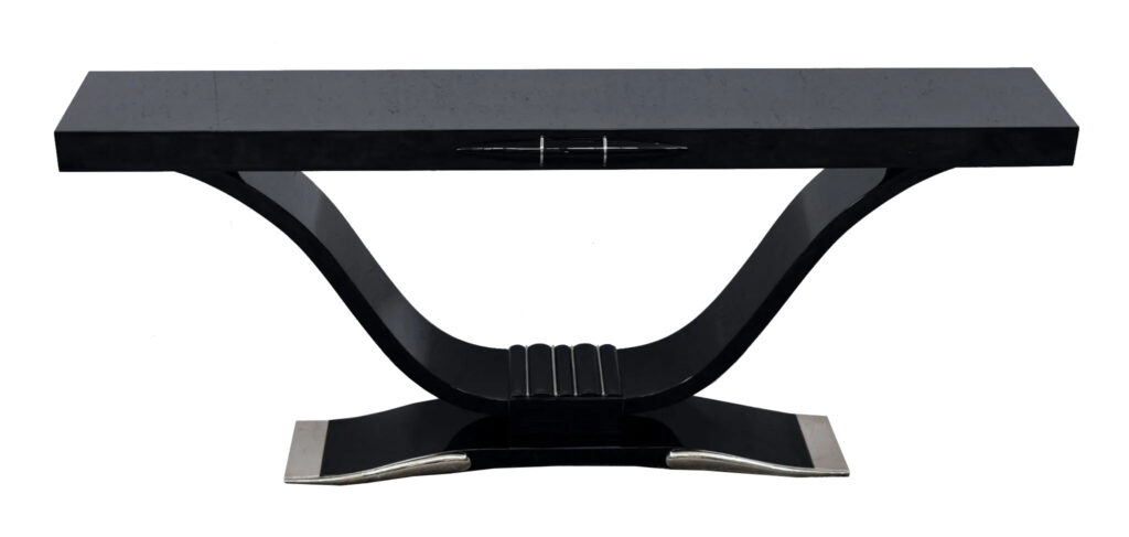 Originale-Art-Deco-Konsole-Schwarzlack