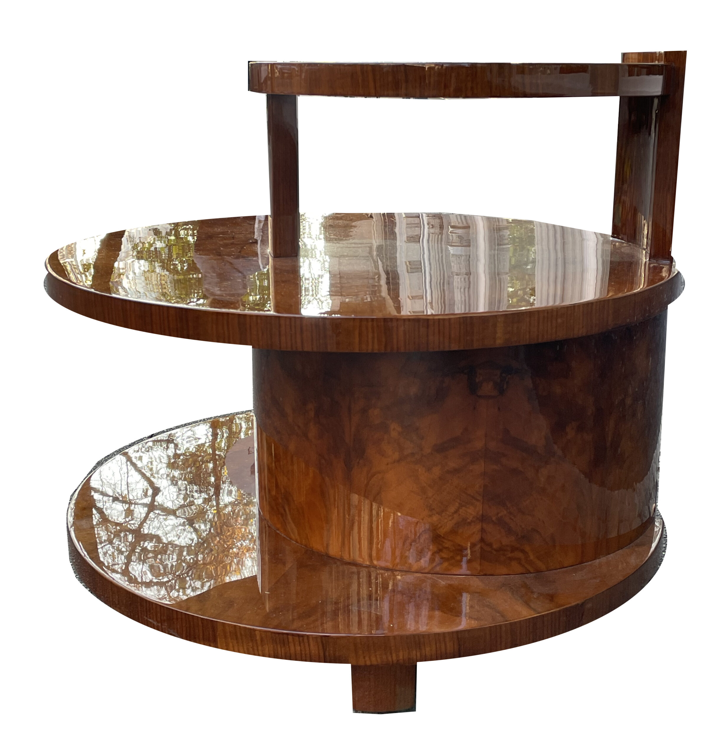 Nussbaumholz furnierter Tisch aus der belgischen Art Deco Werkstatt De Coene & Frères.