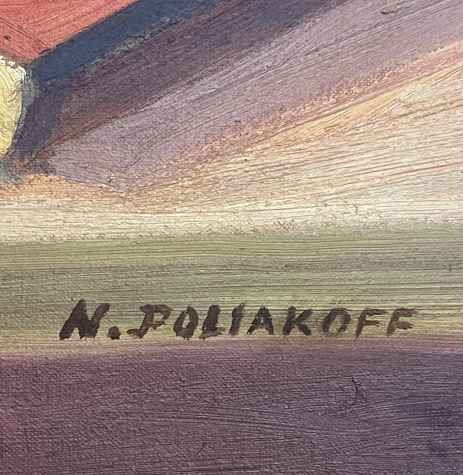 "Nicolas Poliakoff Still Life Oil on Canvas with Jug, Fruit Bowl, Bottle and Books, signed"