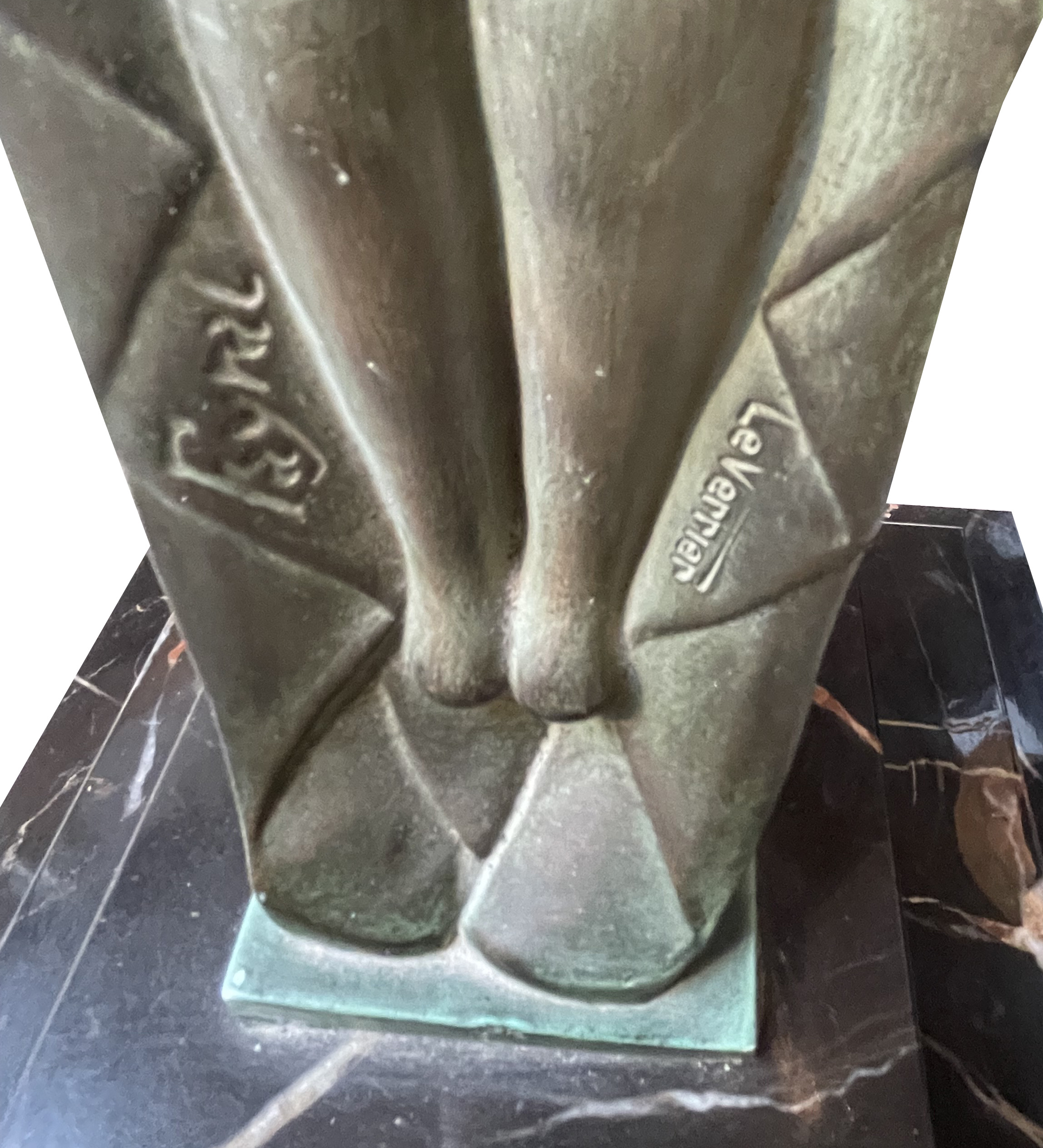 Signed white bronze on a marble base