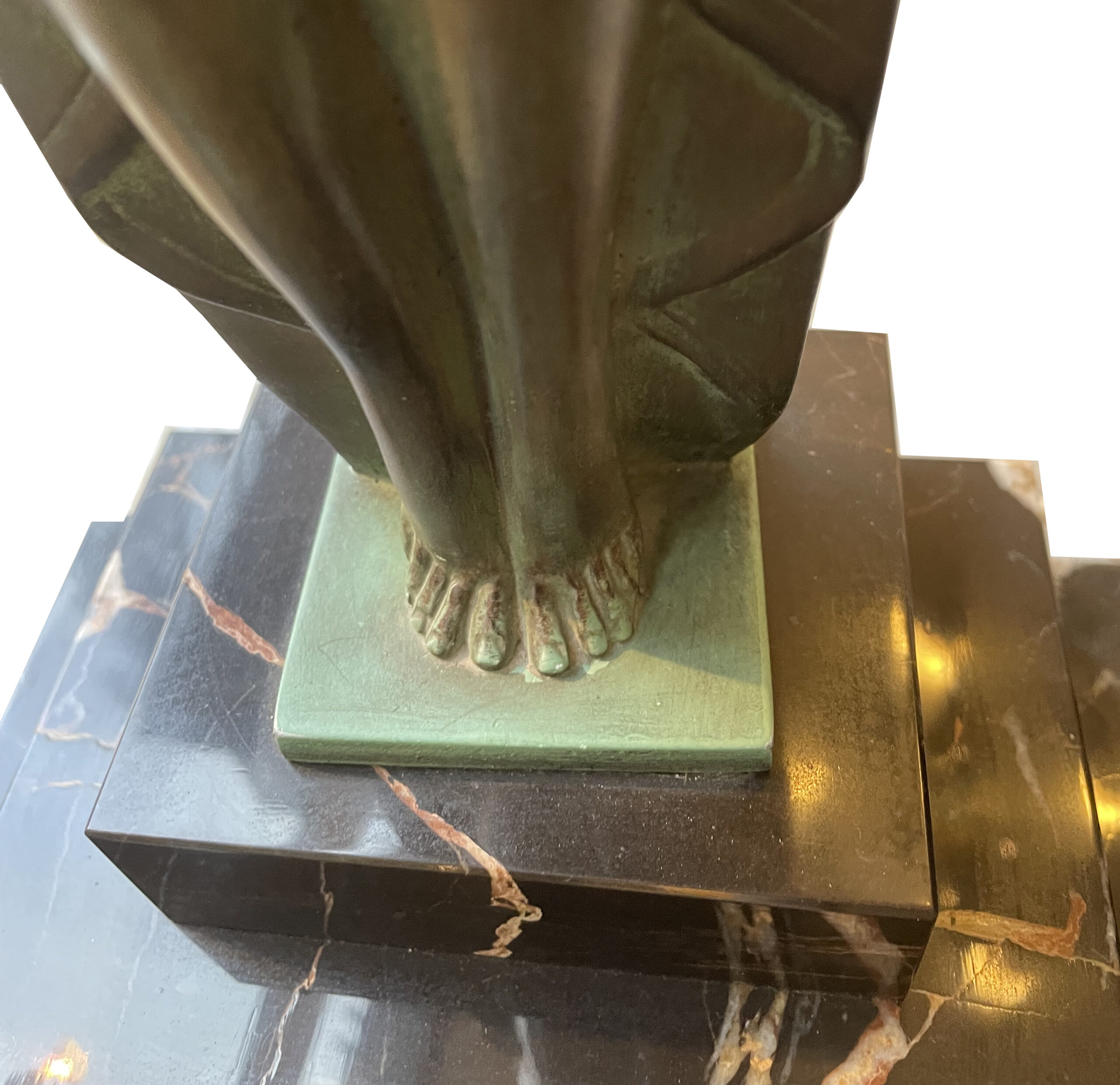 Signed white bronze on a marble base