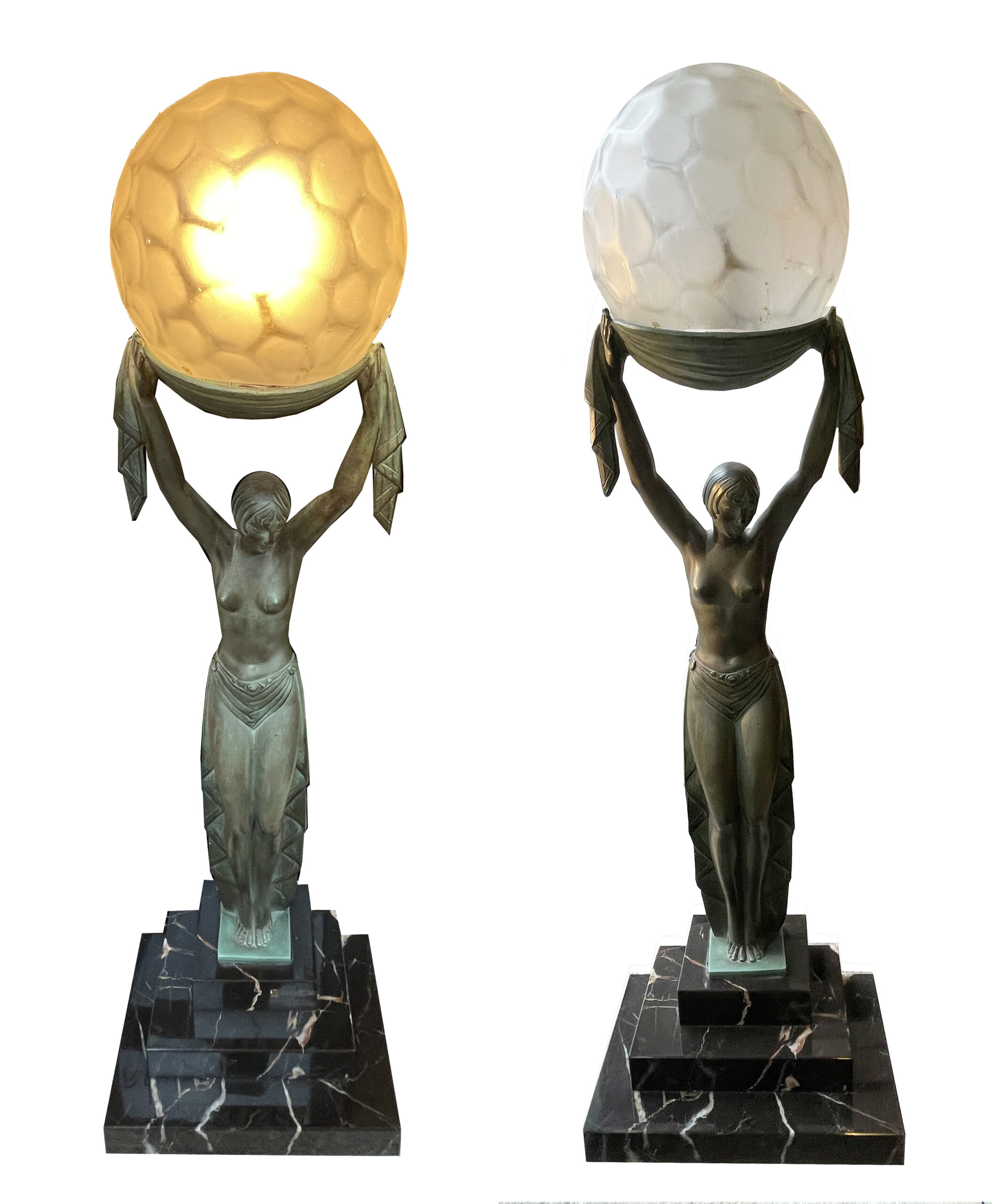 Signed white bronze on a marble base