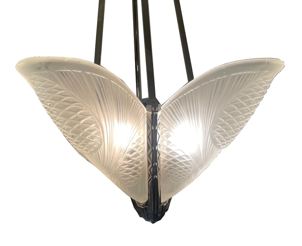 Zierliche Deckenlampe in Blütenform von Degué,Frankreich um 1925 Art Déco 