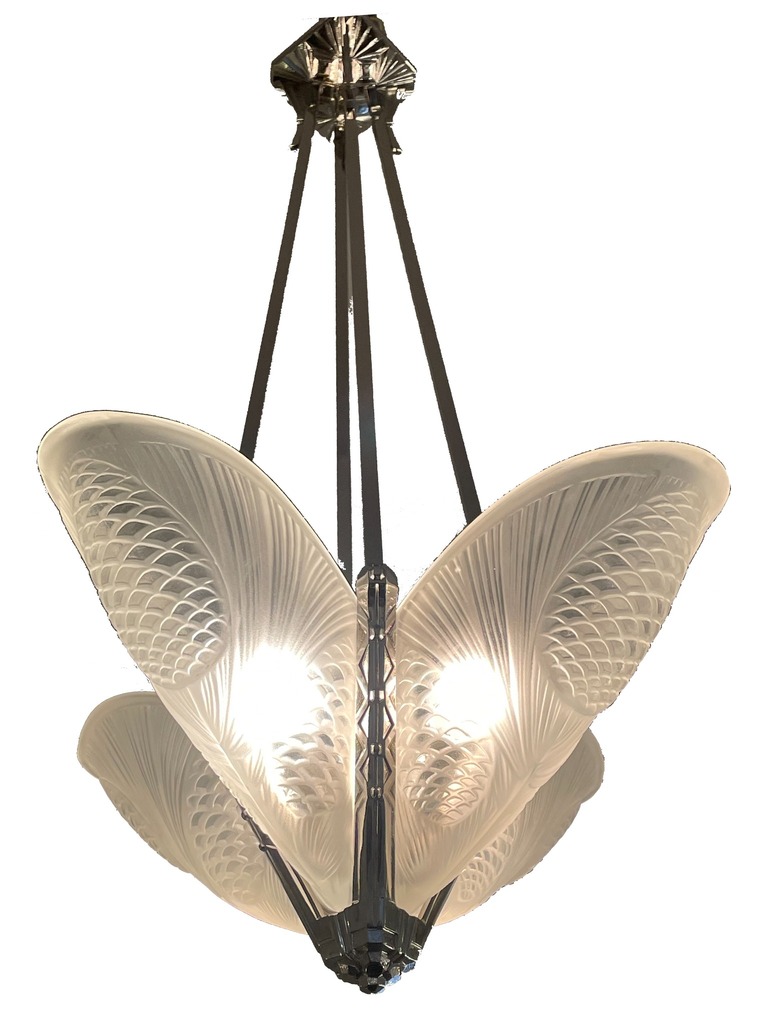 Zierliche Deckenlampe in Blütenform von Degué,Frankreich um 1925 Art Déco 