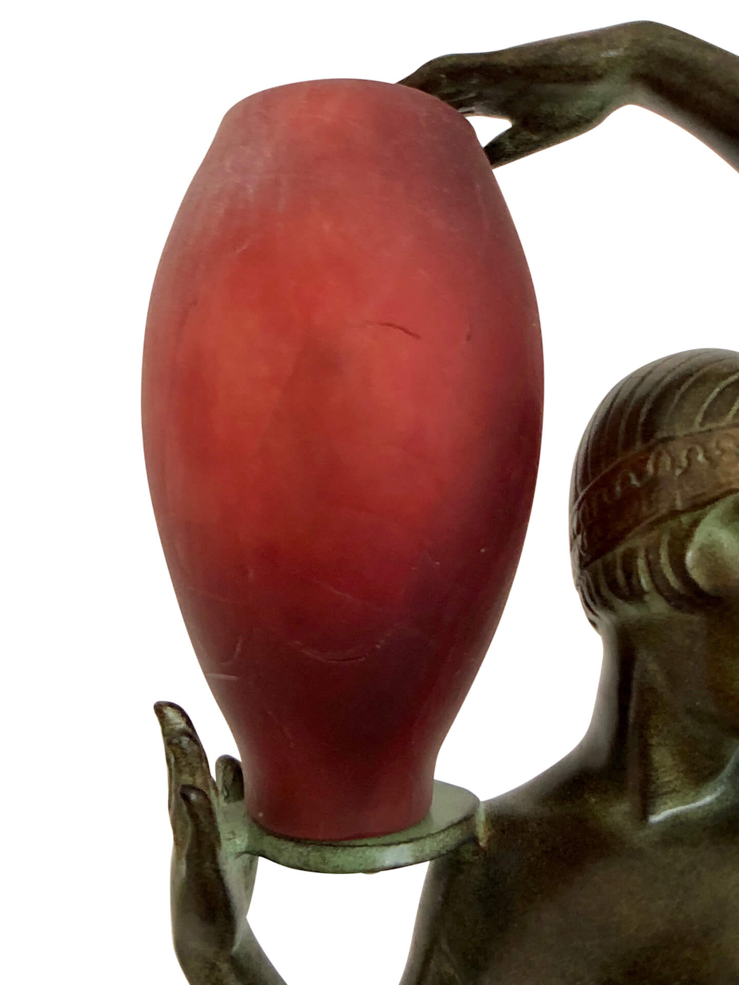 <strong>Detail der roten Vase der Art Déco Odalisque von Fayral</strong>