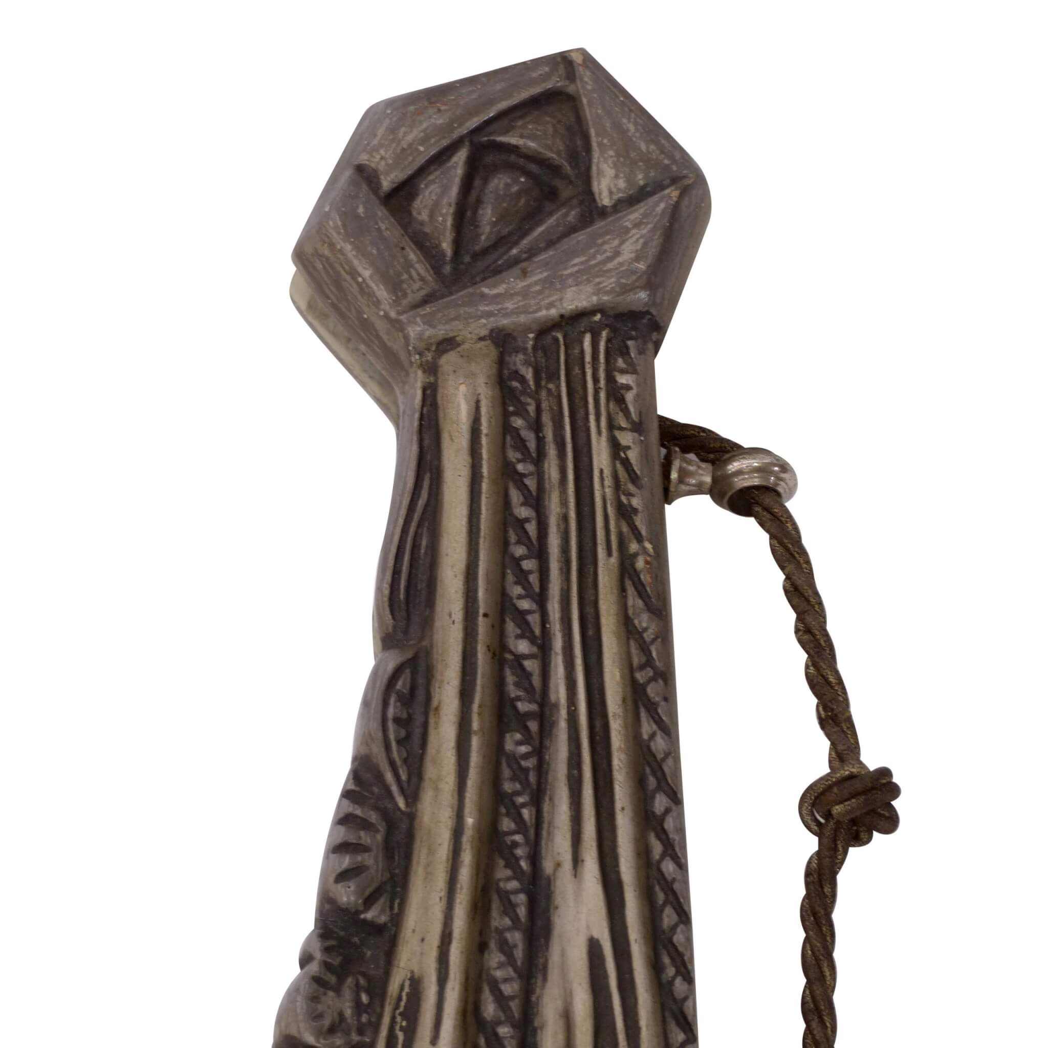 Holzgeschnitzter Art Déco Spiegel in Bronzeoptik versilbert